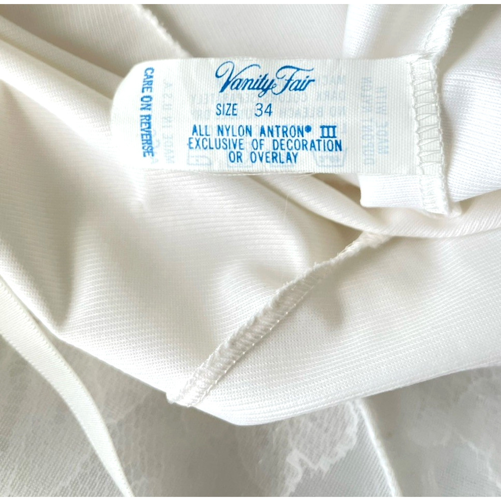 Vintage Vanity Fair Size 34 White Dupont Nylon Antron Full Slip Lace Chiffon - Picture 5 of 7